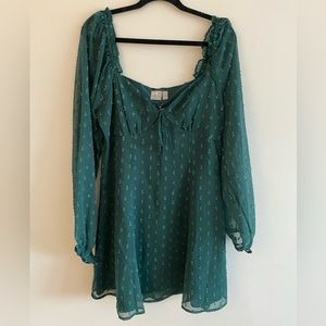 ASOS tall green long sleeve dress. Sweetheart square neckline. US 10.
